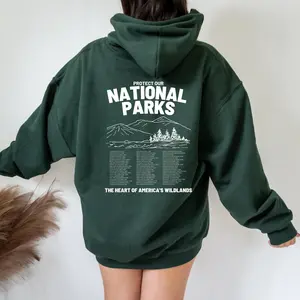 Protect Our National Parks Hoodie – Outdoor Adventure Hoodie with Back Print, Earth-Friendly Nature Conservation Hoodie for Hikers & Nature Lovers