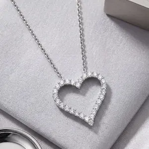 925 silver 1/2 carat heart lab grown diamond necklace with 18” cable  chain