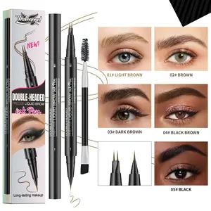 Hair-like Eyebrow Pen, 2-in-1 Waterproof Brow Pen with 2 Tip, with Dual-ended Eyebrow Brush, Cosmetic Makeup