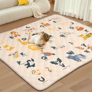 Baby Play Mats For Floor, 50"x50"/71"x79" Extra Thicker & Large Soft Cushioning Foam Playmats For Babies & Toddlers, Foldable Washable Baby Crawling Mat For Playpen