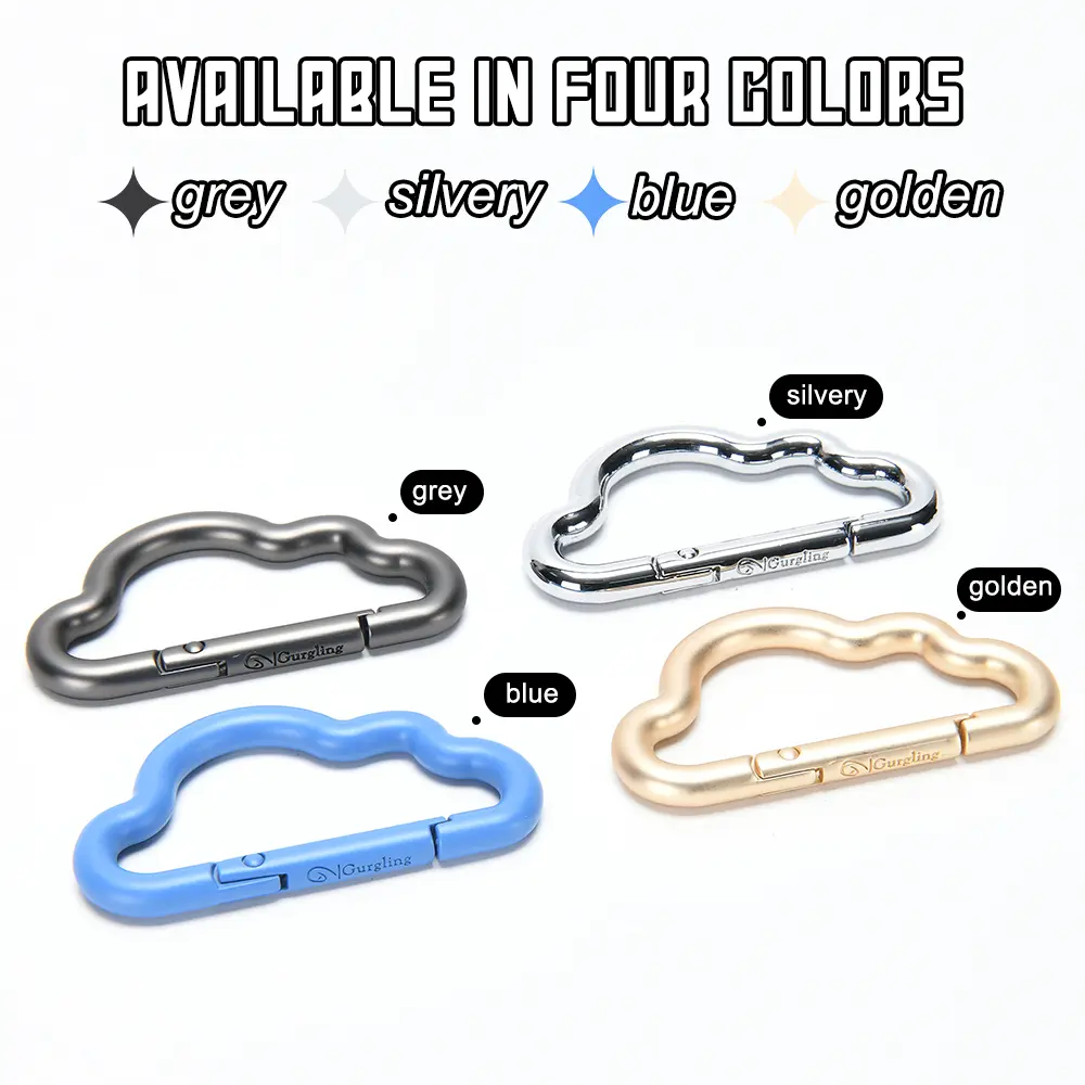 Gurgling Carabiner Keychain | 4 Metallic Colors Zinc Alloy Clip (Grey/Silver/Blue/Gold) - Unisex Bag & Jeans,Cool,Fashion keychain keychains for men keychains for women