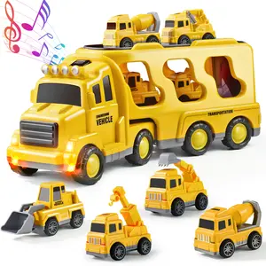 Christmas Toys Christmas Toys5-in-1 Container Truck Toy with Four Mini Cars – Realistic Details, High-Quality Design, Includes Emergency Vehicles, Sports Cars, Off-Road Trucks, and Race Cars