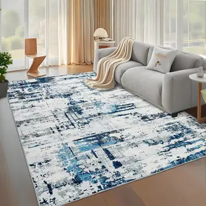GARVEE Extra Large 10x13 Washable Modern Abstract Area Rug for Living Room, Bedroom, Dining Room - Low Pile, Non-Slip, Foldable Thin Floor Carpet in Blue, Contemporary Indoor Throw Mat