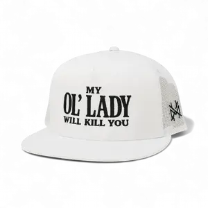 My Ol Lady Will Kill You Embroidered Trucker Hat Bold Graphic Adjustable Snapback
