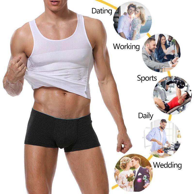 high quality Men's Body Shaper Shirt Tummy Vest Thermal Compression Base Layer  Muscle Tank Top Shapewear sauna vest