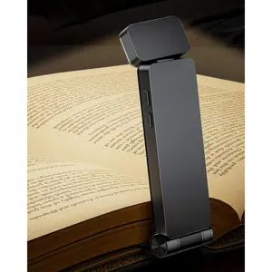 Book Light, Rechargeable Clip-On LED Reading Light for Bed & Night Use - 3 Color Temperatures with Stepless Dimming, Ultralight Bookmark Design for , Book Lovers, Grey
