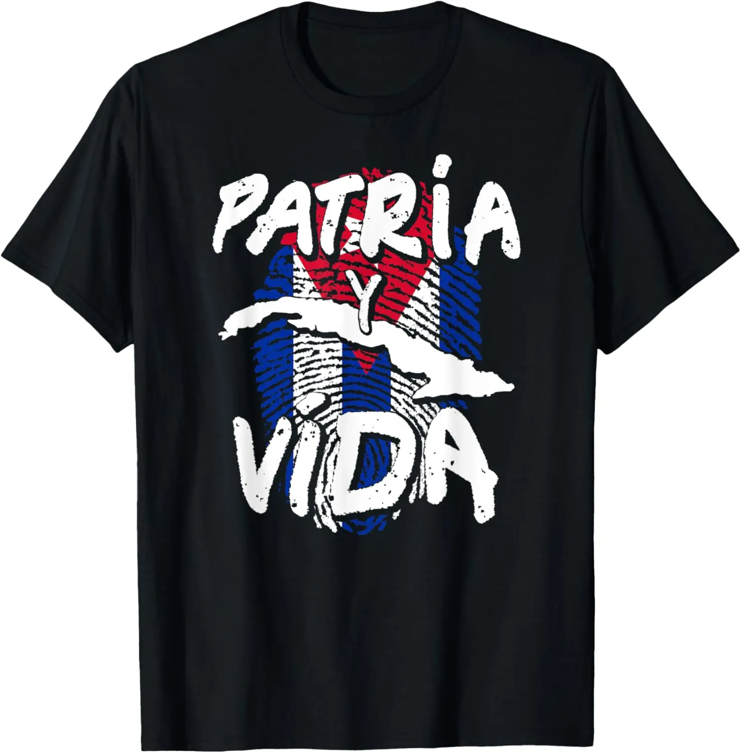 Women's 100% Cotton Short-Sleeve Round Neck Casual T-Shirt - Distressed Graphic, Patria Y Vida Cuba Cuban Freedom Movement Se Acabo, Everyday Streetwear Top