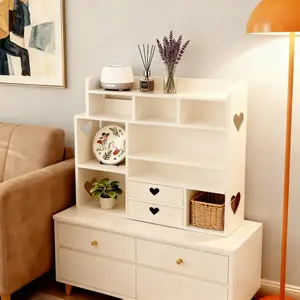 Upgrade Heart Shaped Desktop Organizer, Multi-Layer Raised Storage Shelf, Vanity Makeup Book Storage Rack, Cute Room Aesthetic Decor Office Essentials