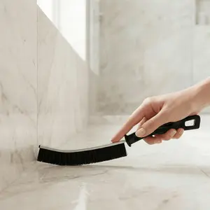 Hard Bristle Crevice Brush - Gap Cleaner for Bathroom & Kitchen Slim Gap Cleaning Brush for Window Tracks, Tile & Sink Multi-Use Narrow Gap Scrub Brush with Hanging Hole Microfiber Mop Replacement Pads