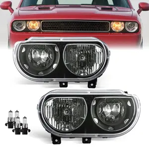 Headlights Assembly with Bulbs for 2008-2014 Dodge Challenger Pair OE Headlamps Replacement Driver and Passenger Side