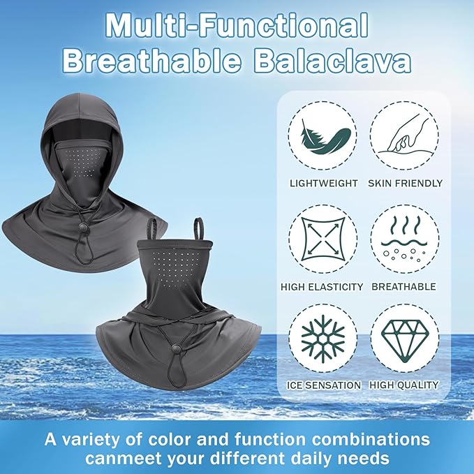 3 Pack Cooling Balaclava - Breathable UV Protection Hood & Face Cover for Fishing, Cycling & Outdoor Adventure
