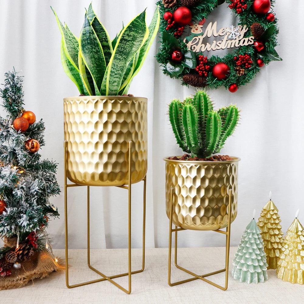 Set of Two Metal Plant Stands Flower Stand Holders Modern Plant Holders Flower Holder for Flower Pot Indoor Living Room
