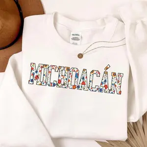 Michoacan Flower Sweatshirt Stylish Mom Gift For Family Christmas Mexico Sweater Cotton Fit