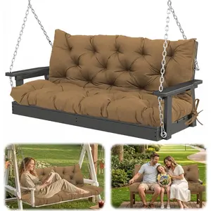 60x40 in Replacement Swing Cushions for Outdoor Furniture,2-3 Seater  Porch Bench Cushions with Ties and Backrest - 5" Thick Patio Swing Chair Cushion for Garden Backyard(Coffee Color)
