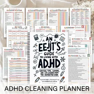 ADHD Cleaning Plan Notebook (Spiral Binding) - Color-coded cleaning schedule, daily/weekly/monthly/yearly organizer, task list (laundry, shopping, cleaning) - Suitable for families, offices, housewives, mothers' productivity and time management notebooks,