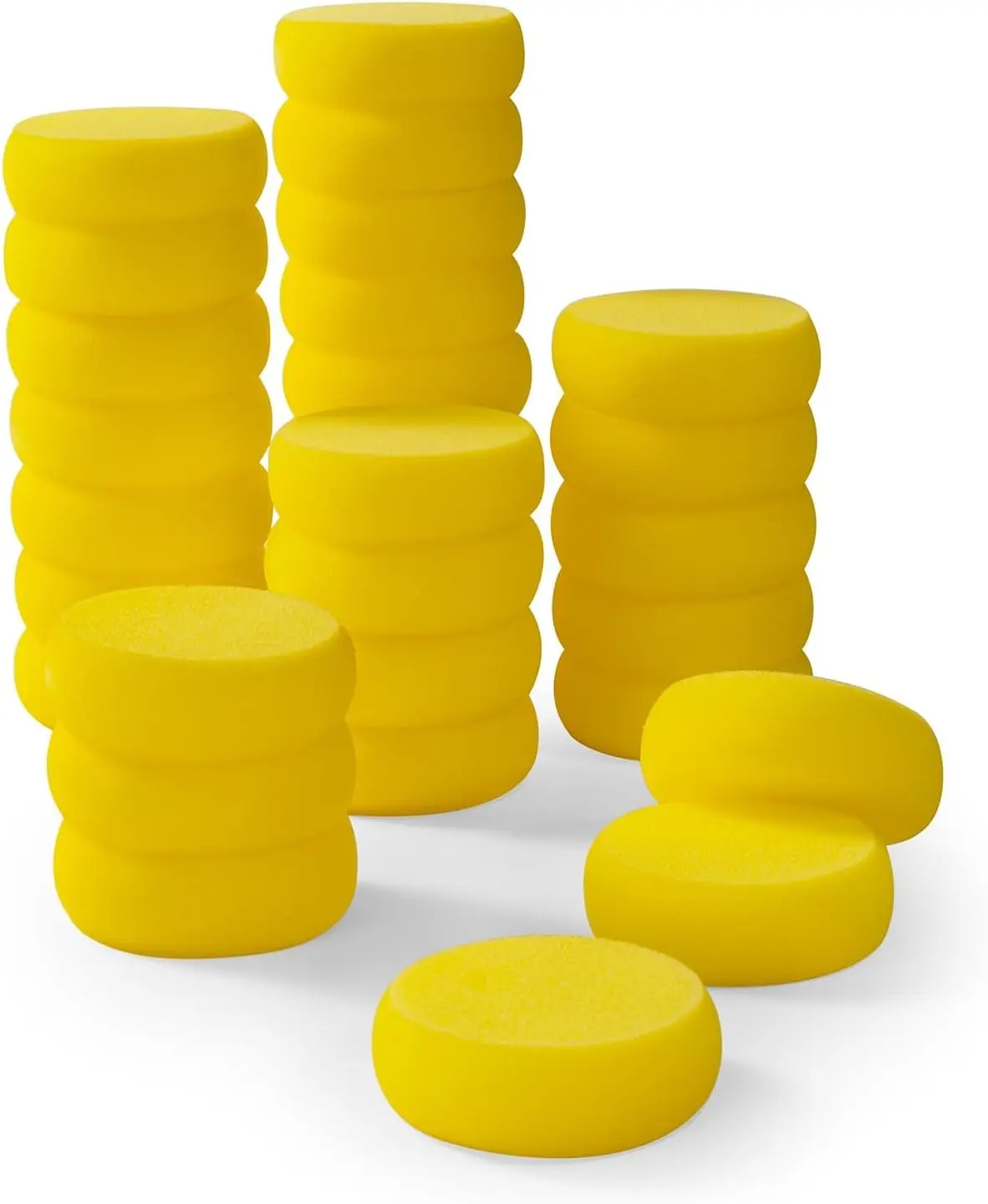 30 Pack Small Painting Sponges, 2.9 Inch Pottery Sponges | Paint Sponges for Acrylic Painting, Crafts, Ceramics, Household Use and More - Yellow Round Sponges