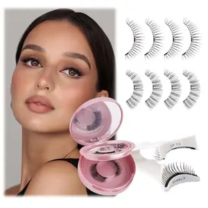 FADLASH Magnetic Eyelashes Natural Look 2 Pairs Fluffy False Eyelashes Reusable Magnetic Lashes Kit with Applicator No Glue Needed Magnetic Lashes Easy to Wear and Remove(Magnetic Eyelashes 604+079)