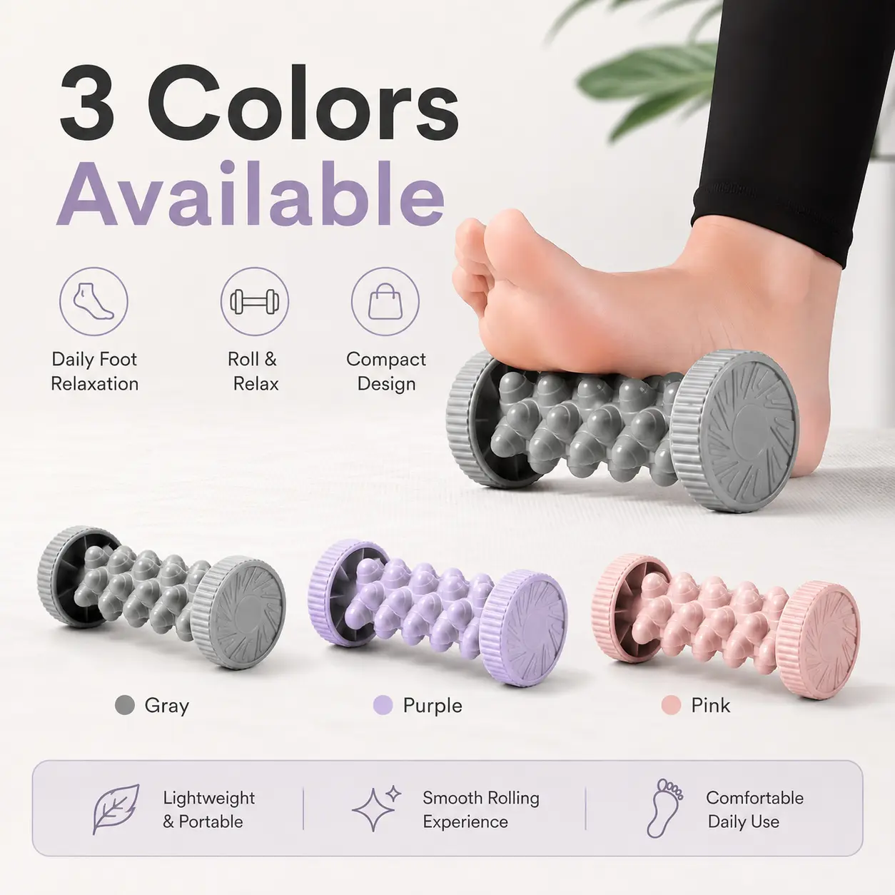 Foot Roller for Plantar Fasciitis Relief, Lymphatic Drainage Roller, Manual Deep Tissue Foot Massager, Foot Stimulation Massage Tool for Arch or Heel Recovery, Fascia Release Tools Body Care - MM2