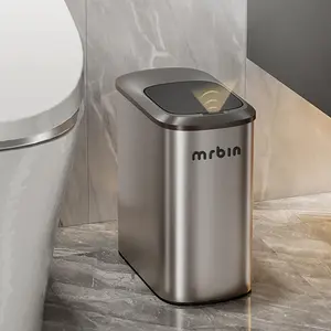 Stainless Sensor, 10L / 2.6gal Slim Waste Basket with Lid, Touchless for Restroom,, Rv, Grey
