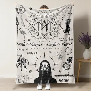 Sleep Token Band Merch Blanket – Take Me Back To Eden Album Inspired Occult Symbols & Lyrics Design, Soft Plush Fleece Throw, Perfect for Rock Music Fans, Cozy Couch/Bed Decor & Ideal Gift for Sleep Token Enthusiasts