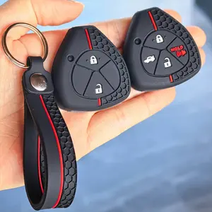 Premium Protective Key Cover, Suitable for Older for TOYOTA Model Key Fobs - Camry, Corolla, Highlander Straight Remote Control Protective Case - Made of Silicone - Shockproof And Wear-Resistant - Precisely Fits Without Fading, Car Key Protector