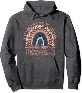 Autism Awareness Be Kind Leopard Rainbow Choose Kindness Pullover Hoodie - Lydiagarcia Shop 68B0BR51JZ2R