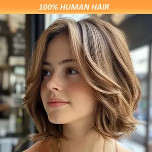 NEW Arrived Fashionable Honey Blonde P4/27 4x4 Lace Front Wig - Brazilian Remy Human Hair 180% Density Straight Bob Wig with Ombre Highlights, Natural Look for Women, Daily Use & Major Festivals, Festival Hairpiece, Elegant Hairpiece