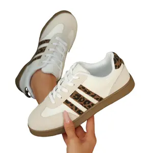 Women's Sneakers - Comfortable low-top lace-up sneakers with thick rubber soles and leopard print design, perfect for all seasons, Casual Shoes | Fashion | Comfortable Shoes, Women's Tennis Shoes, Animal Print Women's Tennis Shoes