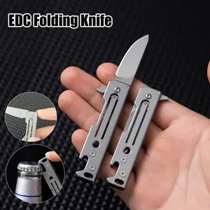 Full Steel Folding Knife Keychain Bottle Opener, Portable Edc Pocket Knife, Outdoor Camping Daily Carry, Compact Size Sharp Camp Tool Gift, Portable Multipurpose Knives, Outdoor Tools, Edc Survival Tool