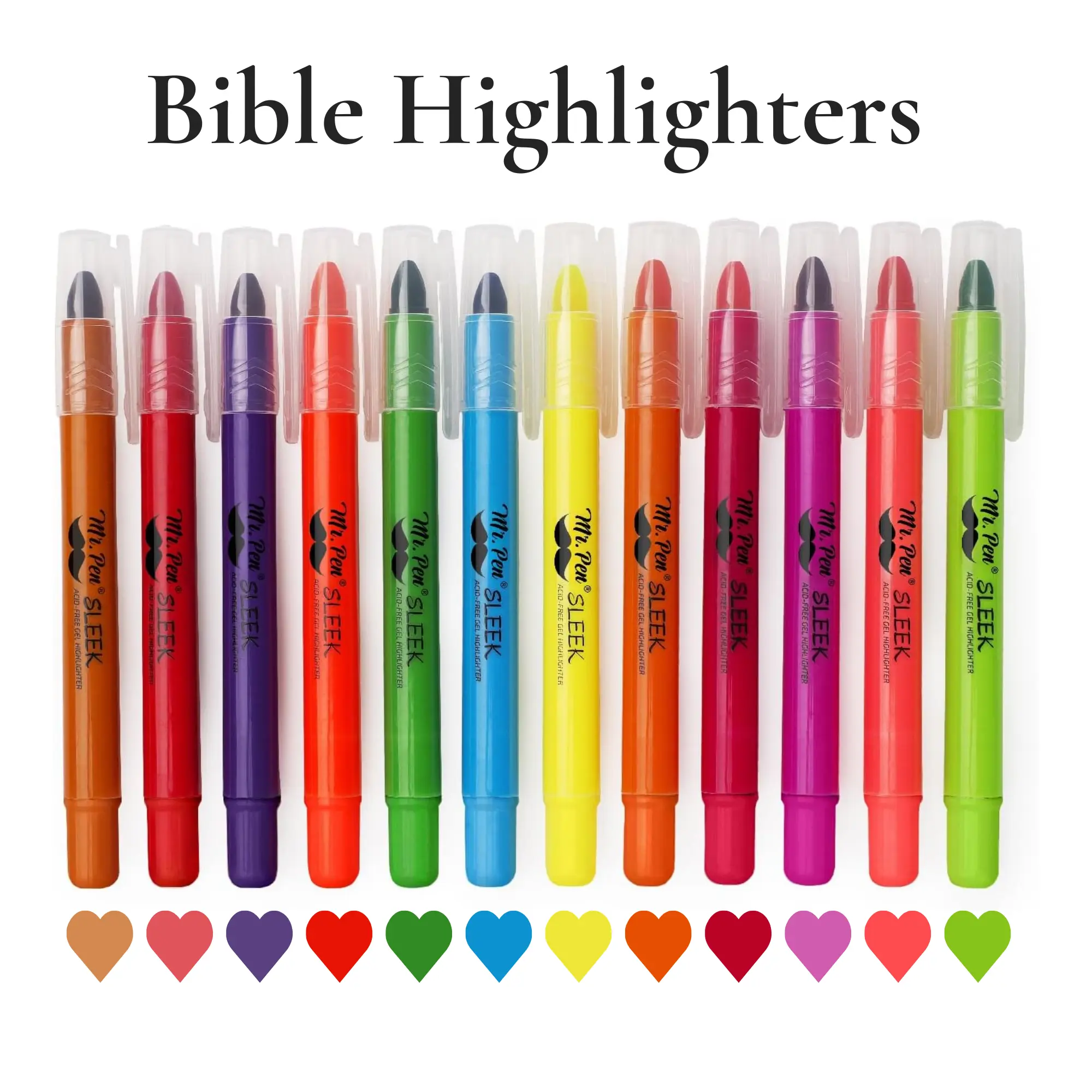 Mr. Pen Chisel Tip Gel Highlighters, 12-Piece Assortment Set, No Bleed Dry Ink Writing Tools, Value-Driven Excellence Creative Stationery for Bible Journaling, Christian Gifts, Classroom Supplies, Back to School Haul Office Accessories