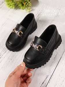 Sparkle Horsebit Kids Platform Loafers, Elegant Dress Shoes for Toddlers, Slip On Flats, PU Leather, Rubber Sole, Spring & Fall Fashion