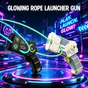2 Pack Interactive String Rope Lasso Fidget Toys for Kids & Adults, Black & Gunmetal Gray Glow-in-the-Dark Electric Rope Launcher Game, Stress Relief Fidget Gadget, Ideal Gift for Children’s Day, Christmas, Halloween & Thanksgiving