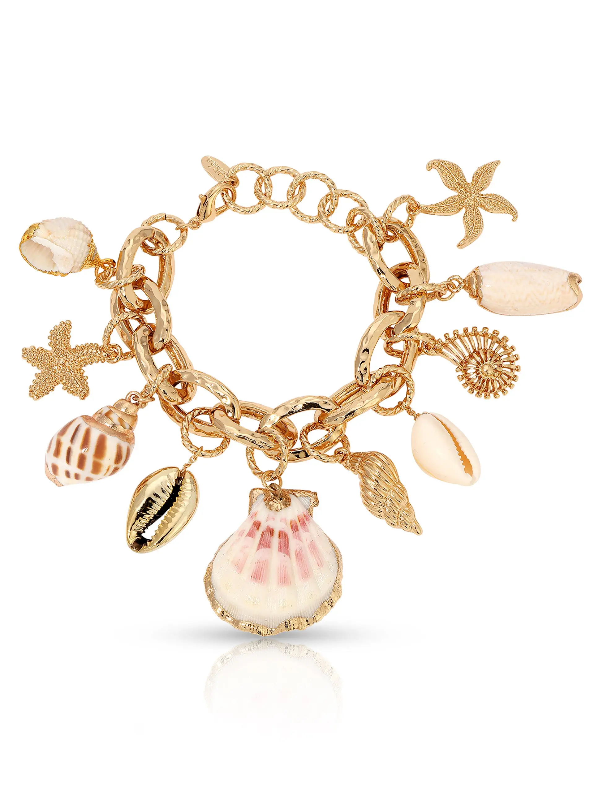 Ettika Mermaid Tears Bracelet – 18K Gold Plated Seashell & Starfish Charm Bracelet, Adjustable 7–8.5” Ocean Beach Jewelry for Women Ettika Mermaid Tears Bracelet – 18K Gold Plated Seashell & Starfish Charm Bracelet, Adjustable 7–8.5” Ocean Beach Jewelry for Women