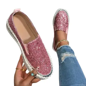Trendy Thick Sole Platform Loafers with Sparkling Rhinestones Womens Slip On Casual Shoes Comfortable Outdoor Walking Stylish Fashion Sneakers