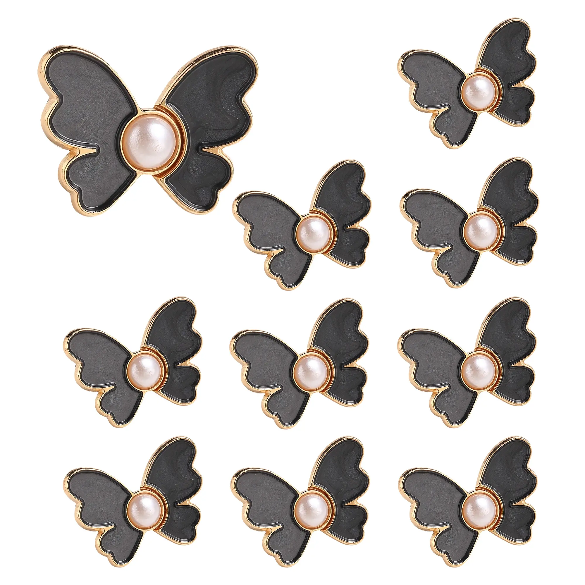 10-Count Alloy Material Butterfly Waist Cinching Buttons, Invisible Pant Size Reducer - 3-Level Adjustment Quick Fix for Loose Pants/Skirts