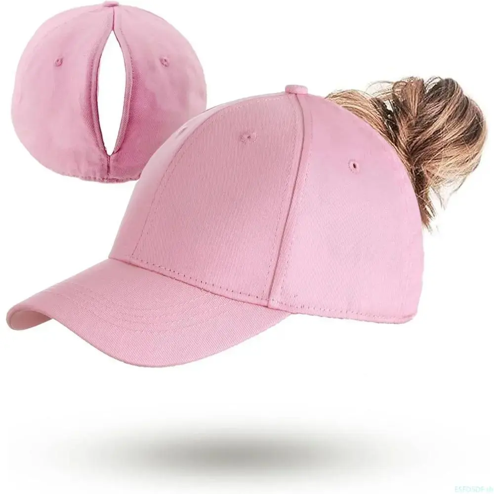 Women's Cotton-Blend Magnetic Ponytail Baseball Cap - Adjustable Messy Bun Hat with Back Magnetic Closure, Back Slit, Casual Trendy Hat for Casual Sports, Outdoor Activities, Magnetic Close