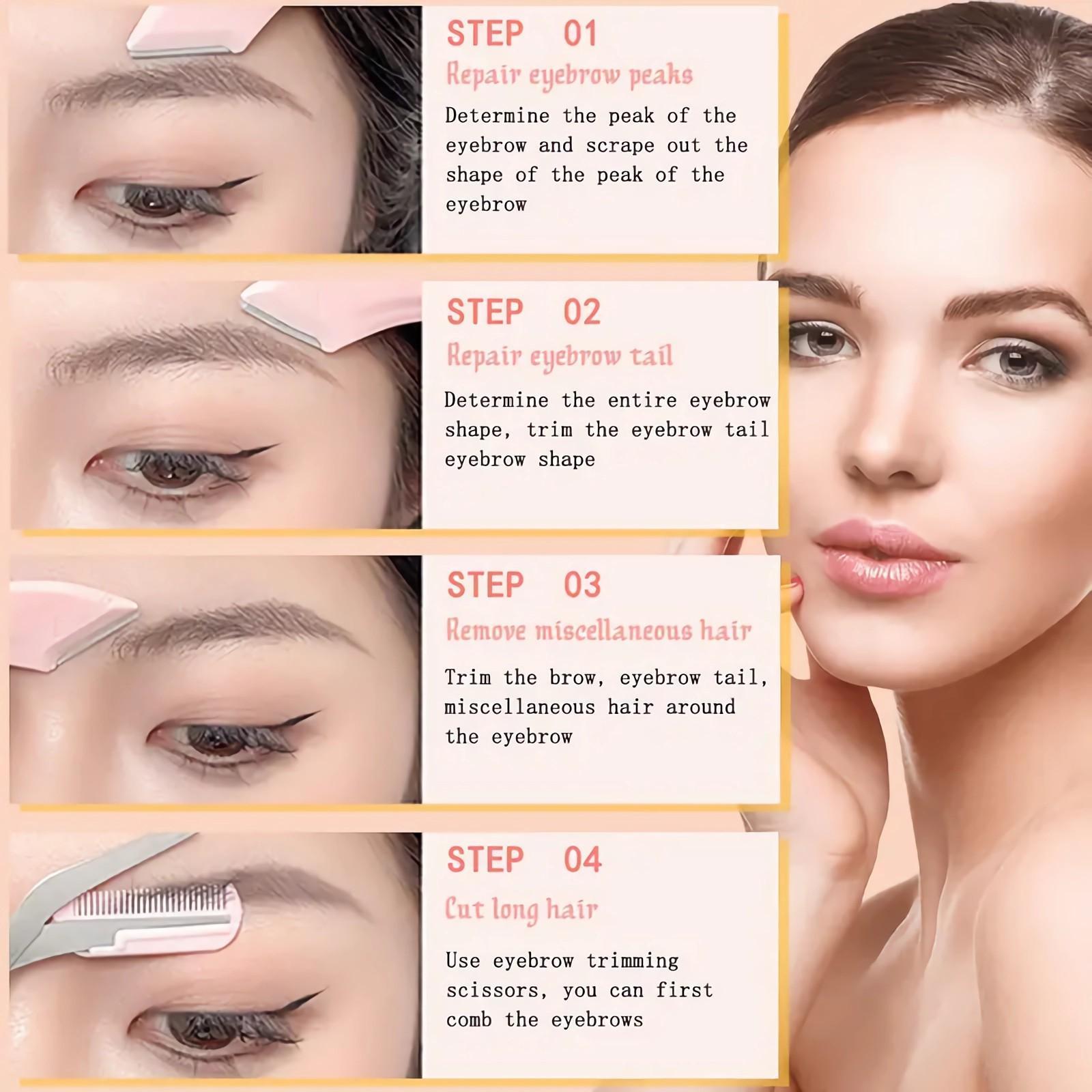 Portable Eyebrow Trimmer Set, Stainless Steel Eyebrow Scissors with Comb, Precision Eyebrow Tools, Makeup Tools for Women, Eyebrow Kit, Eyebrow Styling Kit