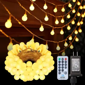 Globe String Lights, 100Led 59FT  Fairy Lights Plug in 8 Modes with Remote Control, Brightness Adjustable &Timing String Lights Indoor Outdoor, Fairy Lights for Bedroom, Warm White