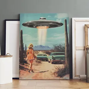 1 Count Wooden Frame Canvas, "Desert UFO Wonder" Poster, Modern Art Home Poster, Fashion Art Living Room Decoration, Bedroom, Corridor And Office Mural, Ideal Gift, High Definition, Waterproof, Artistic