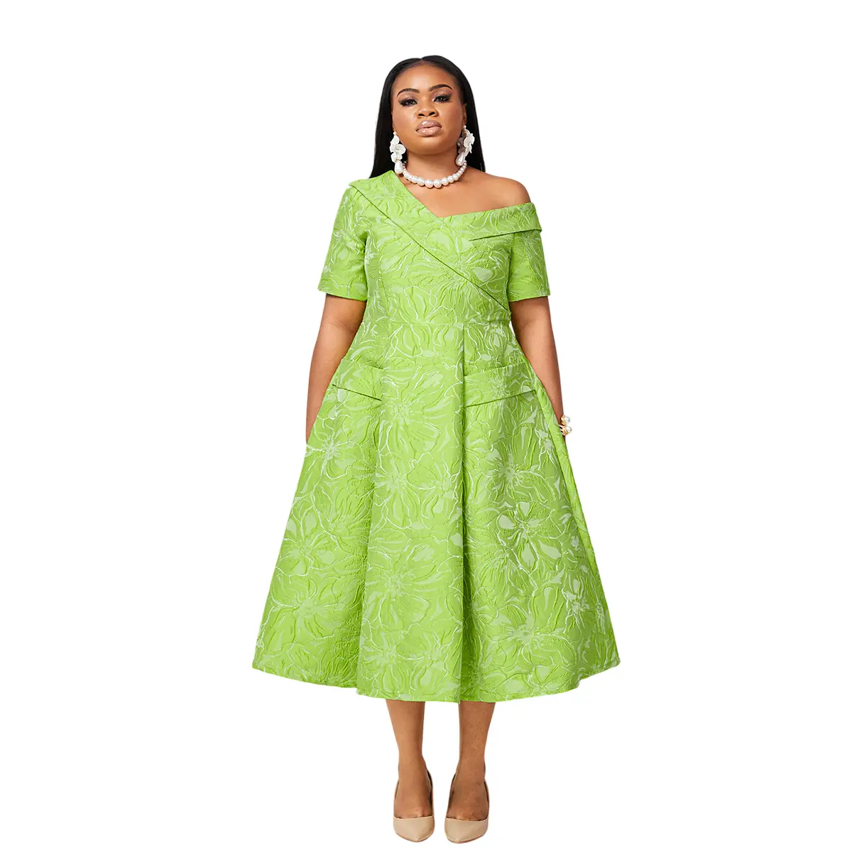 Classic Flared Dress in Green - Elegant Polyester Fabric for Women's Casual  Wear - Versatile & Timeless Design for Summer Events - TikTok Shop