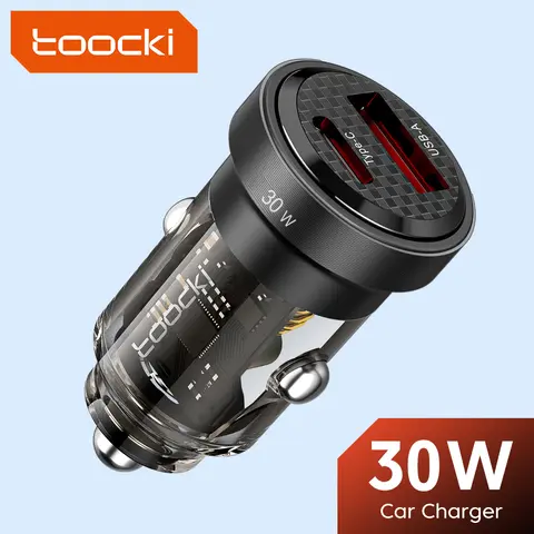 Toocki 2-Port 30W Fast Car Charger - USB Type A+C, 12V Car-Ready PD Cigarette Lighter Fast Charger Adapter, Compatible with iPhone 16/15/14/13/12 Pro Max, Samsung S23, Cellular Phones