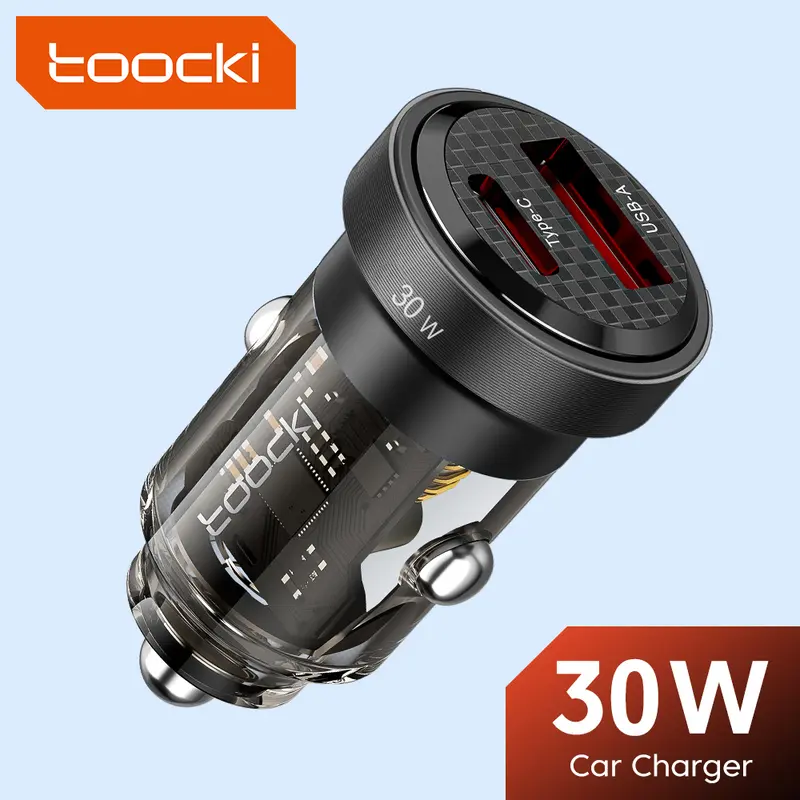 Toocki 2-Port 30W Fast Car Charger - USB Type A+C, 12V Car-Ready PD Cigarette Lighter Fast Charger Adapter, Compatible with iPhone 16/15/14/13/12 Pro Max, Samsung S23, Cellular Phones