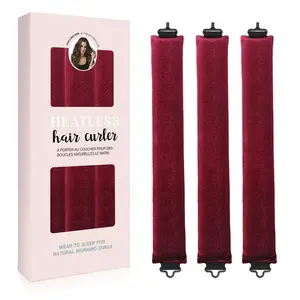 Overnight Heatless Hair Curler Blowout Rods Jumbo, Heatless Curls Satin Jumbo Flexi Rods to Sleep in,Soft Heatless Rod for All Hair Types,No Heat Overnight Sleeping Curls Styling Tools （Wine Red）