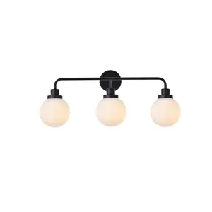 Living District  Hanson 3 Lights Bath Sconce In Black with Frosted Shade