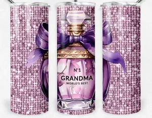 Grandma Mothers' Day 20oz Tumbler - World's Best Grandma Tumbler with Decorative Design and Ribbon - Drinkware Portable Cup Washable