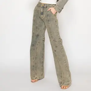 FREE JUNNS [002] | Gothic Acid Washed Mid-Rise Wide Leg Jeans