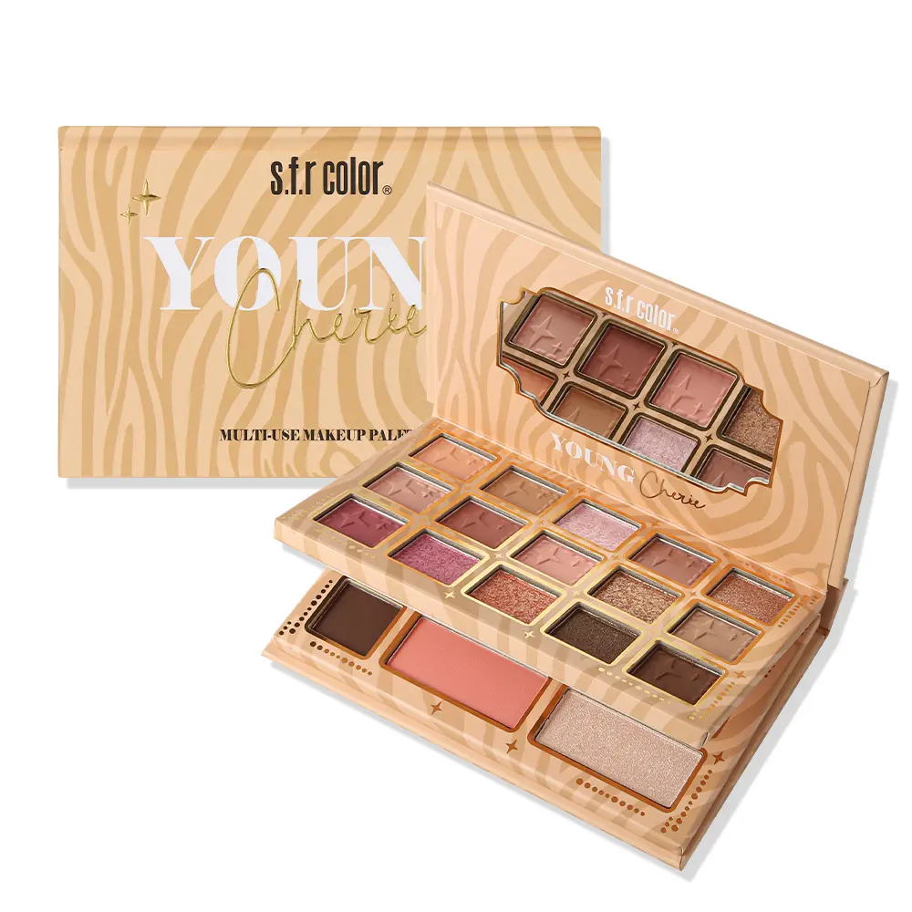 All-in-one fashion makeup palette featuring eyeshadows, blushes, highlighters, and eyebrow powder—vibrant, highly pigmented formulas for versatile everyday glam looks—a perfect multi-use beauty kit for TikTok creators and makeup enthusiasts.