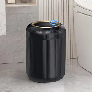 Motion Sensor Bathroom Trash Can with Lid, 3 Gallon / 11L Automatic Bathroom Garbage Can,  Black Garbage Can, Touchless Trash Bin, Small  Basket for Bedroom, Kitchen, Apartment,Office