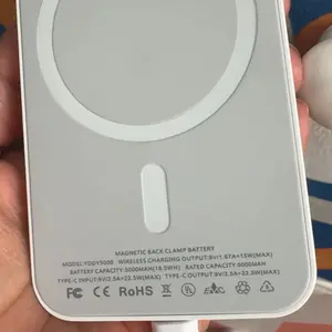 5000mAh MagSafe Magnetic Power Bank, Wireless Fast Portable Charger for iPhone 12–17 Series, White Battery Pack