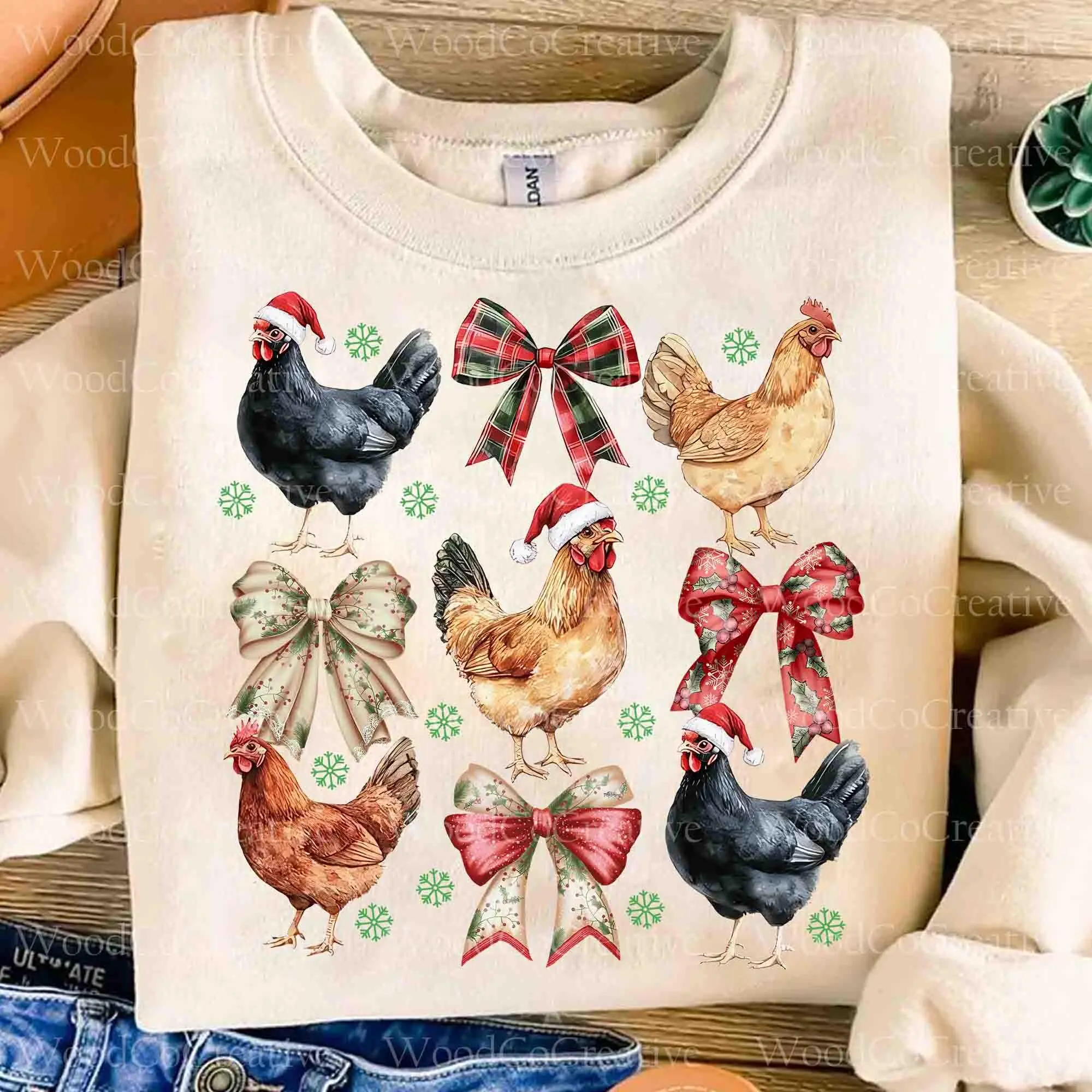 Chicken Christmas Coquette shirt Christmas Chicken Coquette Bow shirt Christmas Farm Chicken sweatshirt Xmas Holiday shirt